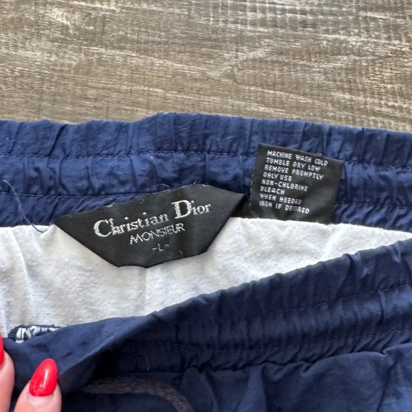 Vintage Christian Dior windbreaker pants navy blue L - Picture 3 of 5